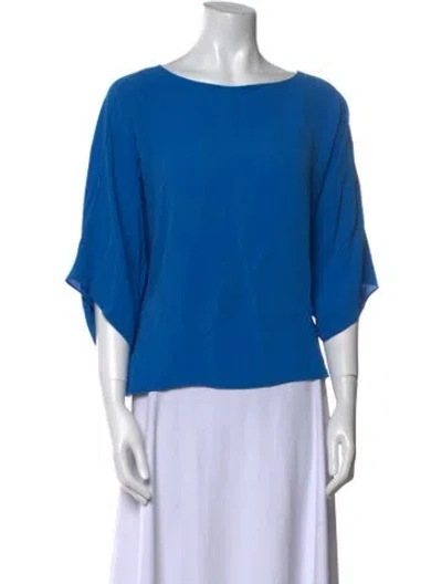 Pre-owned Michael Kors Silk Bateau Neckline Blouse In Blue