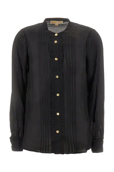 Michael Kors Silk Blend Blouse In Black
