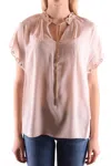 Michael Kors Silk Blouse With Flutter Sleeves In Neutral
