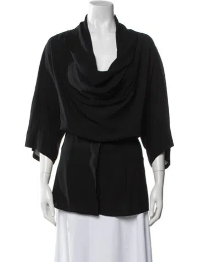 Pre-owned Michael Kors Silk Cowl Neck Blouse In Black