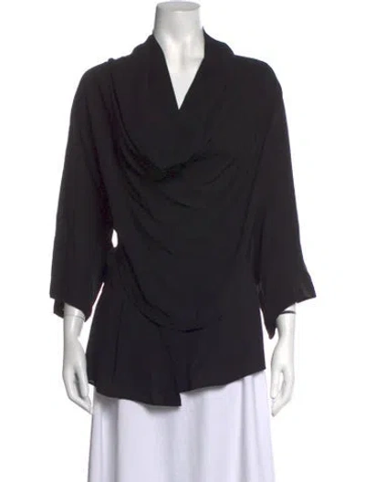 Pre-owned Michael Kors Silk Cowl Neck Blouse W/ Tags In Black