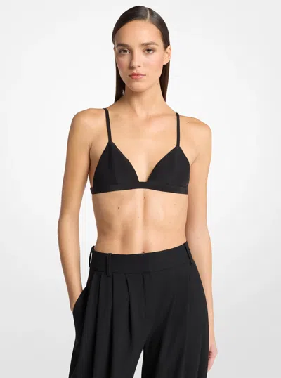 Michael Kors Silk Crepe De Chine Bra Top In Black