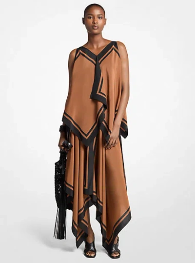Michael Kors Silk Crepe De Chine Scarf Top In Metallic