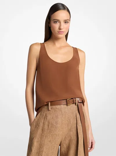 Michael Kors Silk Crepe De Chine Tank Top In Brown