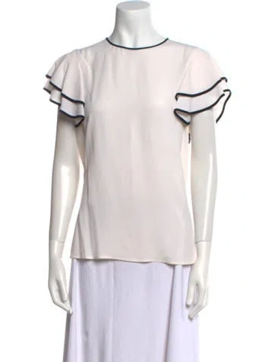 Pre-owned Michael Kors Silk Crew Neck Blouse In Neutral