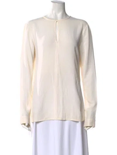 Pre-owned Michael Kors Silk Crew Neck Blouse In Neutral