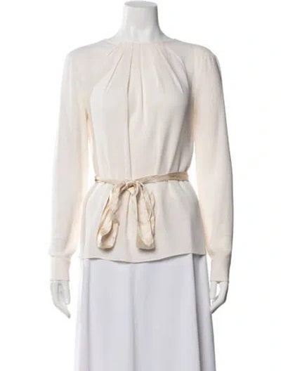 Pre-owned Michael Kors Silk Crew Neck Blouse In Neutral