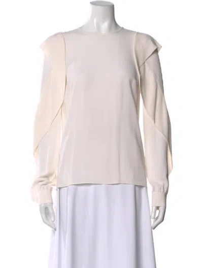 Pre-owned Michael Kors Silk Crew Neck Blouse W/ Tags In Neutral