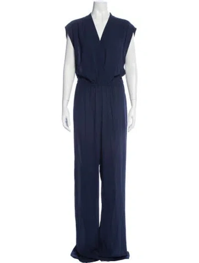 Pre-owned Michael Kors Silk Crew Neck Jumpsuit In Blue