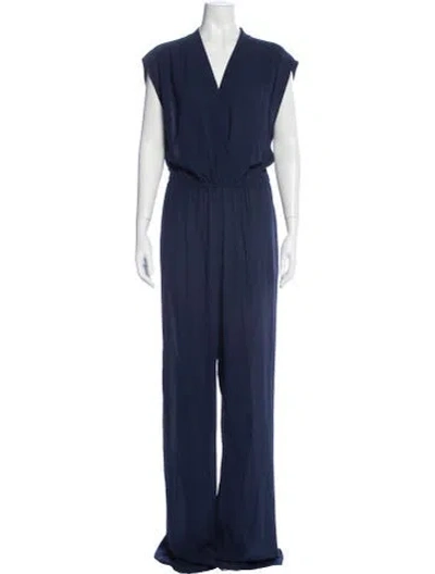 Pre-owned Michael Kors Silk Crew Neck Jumpsuit In Blue