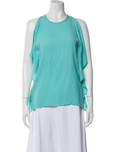 Pre-owned Michael Kors Silk Crew Neck Top In Blue