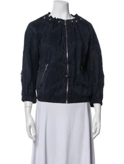 Pre-owned Michael Kors Silk Denim Jacket In Blue