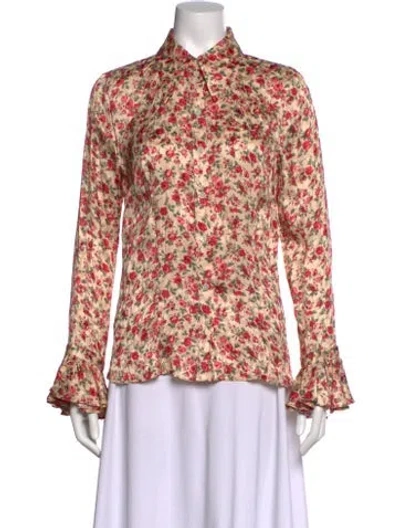 Pre-owned Michael Kors Silk Floral Print Blouse