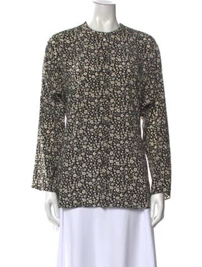 Pre-owned Michael Kors Silk Floral Print Blouse In Black