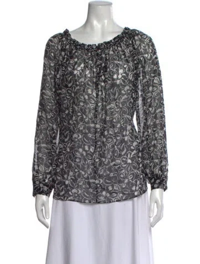 Pre-owned Michael Kors Silk Floral Print Blouse In Black