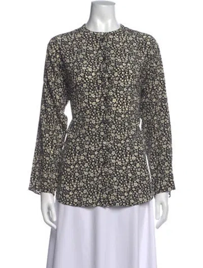 Pre-owned Michael Kors Silk Floral Print Blouse In Black