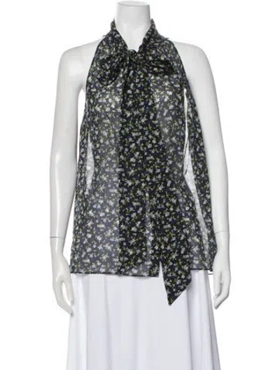 Pre-owned Michael Kors Silk Floral Print Blouse In Blue