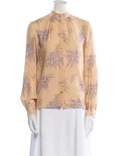 Pre-owned Michael Kors Silk Floral Print Blouse In Neutral