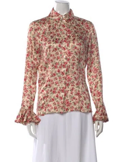 Pre-owned Michael Kors Silk Floral Print Blouse In Pink