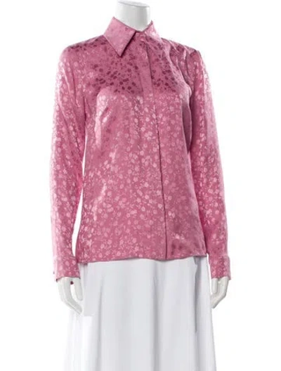 Pre-owned Michael Kors Silk Floral Print Blouse W/ Tags In Pink