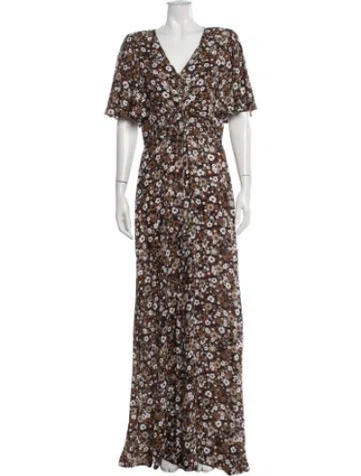 Pre-owned Michael Kors Silk Floral Print Jumpsuit In Multi