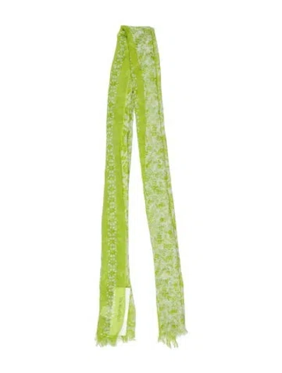 Pre-owned Michael Kors Silk Floral Print Scarf In Green
