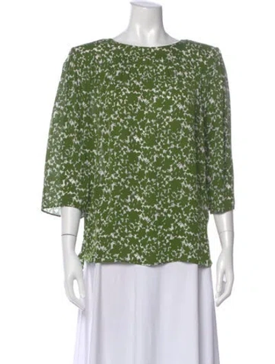 Pre-owned Michael Kors Silk Floral Print Top In Green