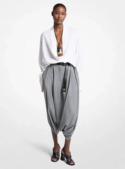 Michael Kors Silk Georgette Cowl-neck Blouse In White