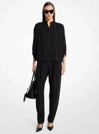 Michael Kors Silk Georgette Poet Blouse In Black