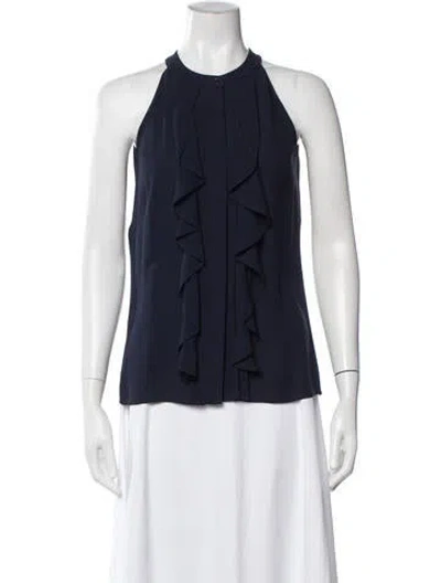 Pre-owned Michael Kors Silk Halterneck Blouse In Blue