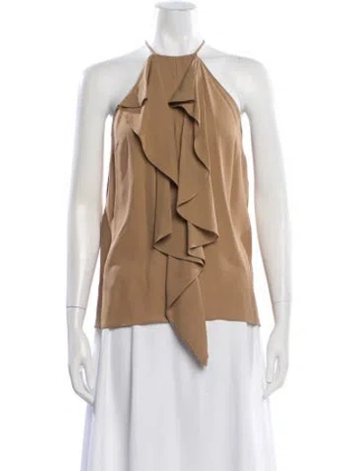 Pre-owned Michael Kors Silk Halterneck Blouse In Neutral