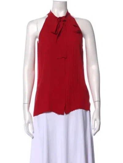 Pre-owned Michael Kors Silk Halterneck Blouse In Red