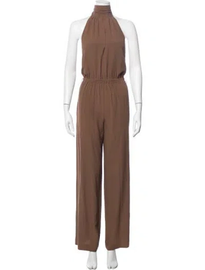 Pre-owned Michael Kors Silk Halterneck Jumpsuit In Brown