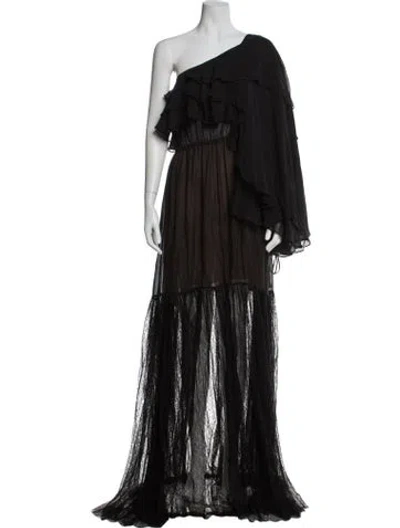 Pre-owned Michael Kors Silk Long Dress In Black