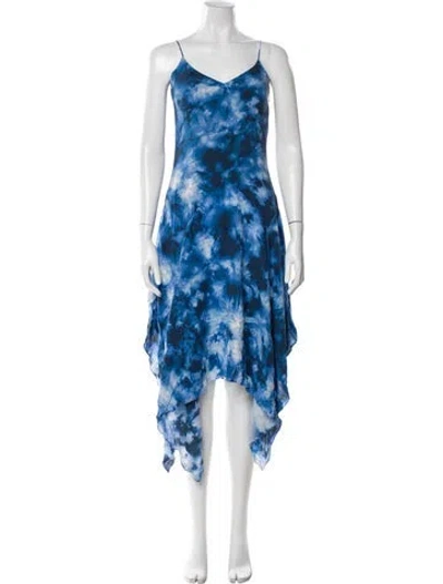 Pre-owned Michael Kors Silk Long Dress In Blue