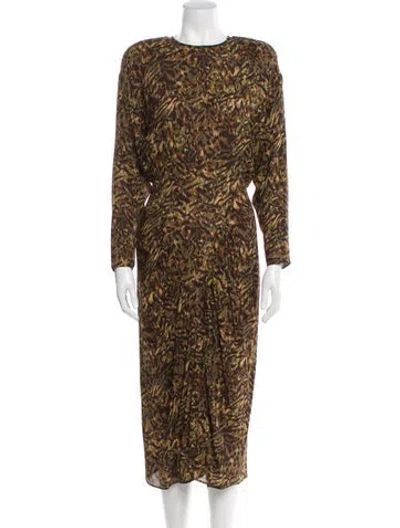 Pre-owned Michael Kors Silk Long Dress In Brown