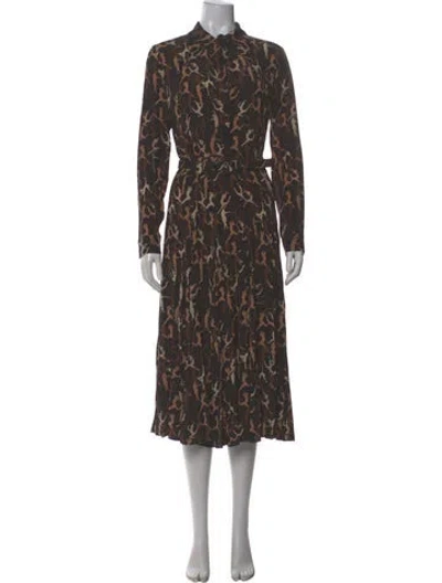 Pre-owned Michael Kors Silk Long Dress In Brown
