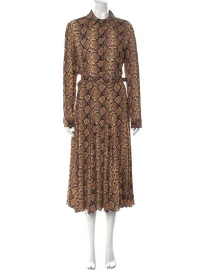 Pre-owned Michael Kors Silk Long Dress In Brown