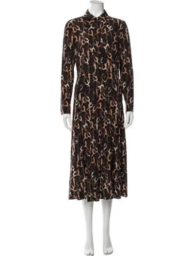 Pre-owned Michael Kors Silk Long Dress In Brown
