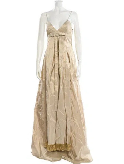 Pre-owned Michael Kors Silk Long Dress In Neutral