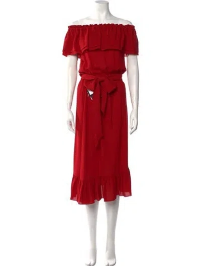 Pre-owned Michael Kors Silk Long Dress In Red