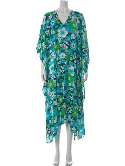 Pre-owned Michael Kors Silk Long Dress W/ Tags In Blue