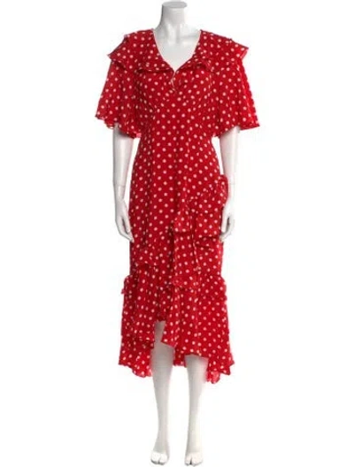Pre-owned Michael Kors Silk Long Dress W/ Tags In Red