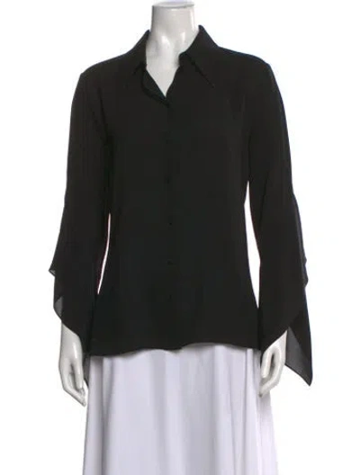 Pre-owned Michael Kors Silk Long Sleeve Blouse In Black
