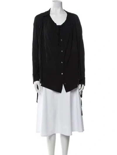 Pre-owned Michael Kors Silk Long Sleeve Blouse In Black