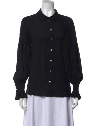 Pre-owned Michael Kors Silk Long Sleeve Blouse In Black
