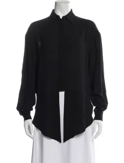 Pre-owned Michael Kors Silk Long Sleeve Blouse In Blue