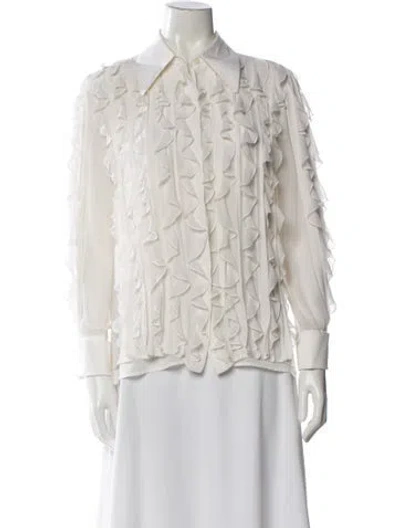 Pre-owned Michael Kors Silk Long Sleeve Blouse In Neutral