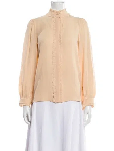 Pre-owned Michael Kors Silk Long Sleeve Blouse In Neutral