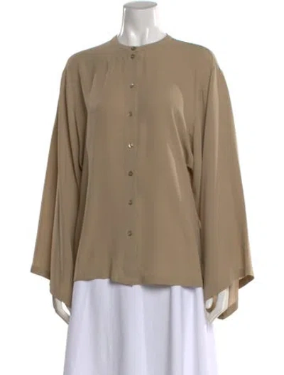 Pre-owned Michael Kors Silk Long Sleeve Blouse In Neutral